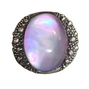 Michael Dawkins Ring Size 8 Sterling Silver & Purple Starry Night & Caviar Beads